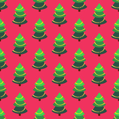 Bright seamless pattern with a Christmas tree.