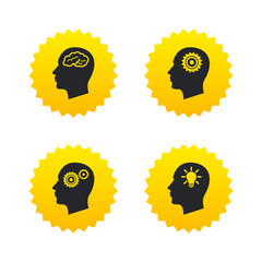 Head with brain icon. Male human symbols.