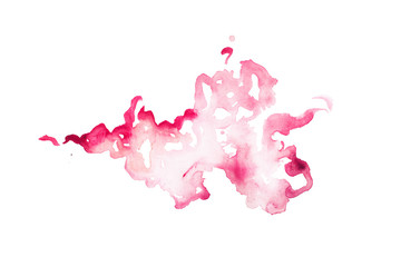 Abstract watercolor aquarelle hand drawn colorful shapes art red color paint splatter stain