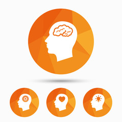 Head with brain icon. Male human symbols.