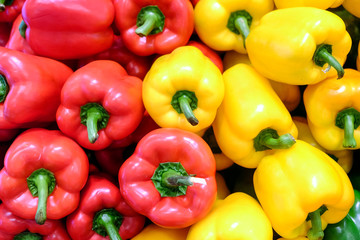 Yellow, red and green bell pepper