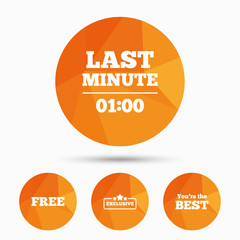 Last minute icon. Exclusive special offer.