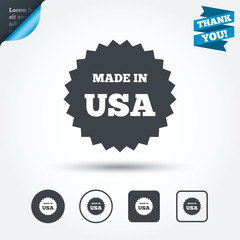 Made in the USA icon. Export production symbol.