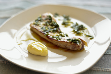 Grilled swordfish with salsa