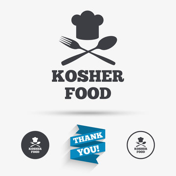 Kosher food product sign icon. Natural food.