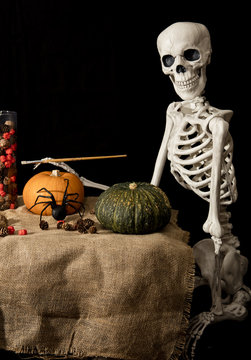Halloween Skeleton Painting Pumpkins