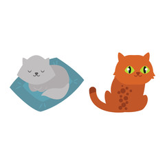 Cat cartoon style vector silhouette. Cute domestic cat animal playfull. Cartoon cat young adorable tail symbol playful. Cartoon funny domestic pussy kitty character