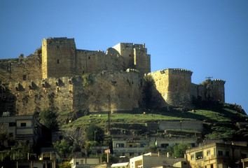 Crusader castle near Krak des Chevaliers - obrazy, fototapety, plakaty