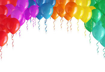 Arch of colored balloons isolated on a white background