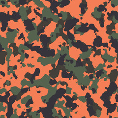 Seamless orange and woodland fashion camouflage pattern vector © picksell