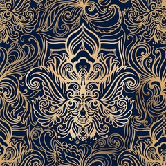 Beautiful Bohemian floral paisley seamless ornament.