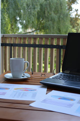 Fototapeta premium Working from home on balcony