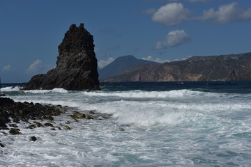 Fototapeta na wymiar Sirens Reef, Scoglio delle Sirene, Vulcano island, Sicily, Italy