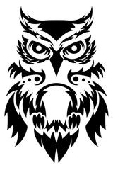 Beautiful owl tattoo. Vector owl's as a design element on isolated background