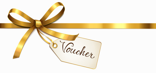  golden bow with label - voucher 