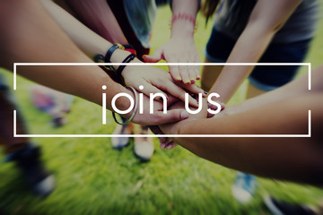 Join Us Apply Hiring Membership Recruit Team Concept - obrazy, fototapety, plakaty