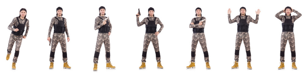 Soldier isolated on the white background