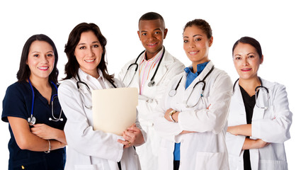 Happy smiling doctor physician nurse team