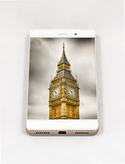 Modern smartphone displaying full screen picture of London, UK