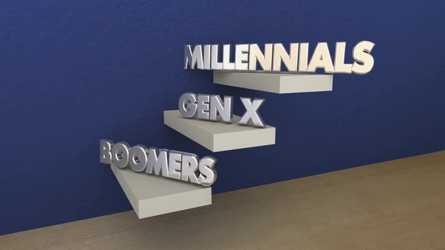 Baby Boomers Millennials Generation X Y Z 3d Animation