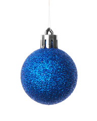 Blue Christmas ball isolated on white