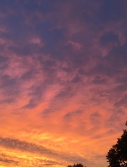 fiery sunset sky in late summer