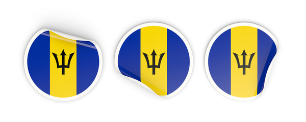 Fototapeta premium Flag of barbados, round labels