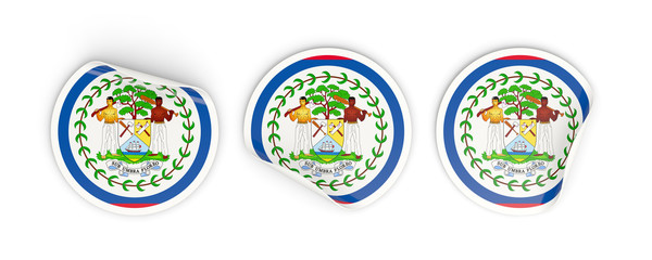 Flag of belize, round labels