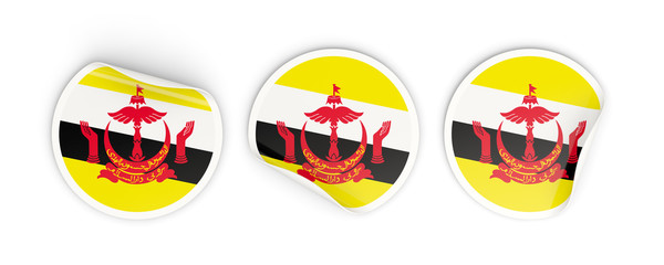 Flag of brunei, round labels