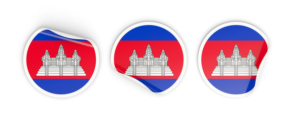 Flag of cambodia, round labels