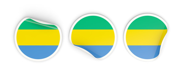 Flag of gabon, round labels