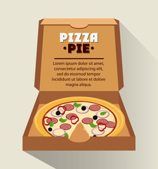 Pizza pie and carton box icon. fast food menu american and restaurant theme. Colorful design. Vector illustration