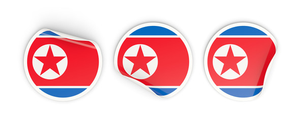 Flag of korea north, round labels