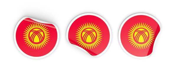 Flag of kyrgyzstan, round labels