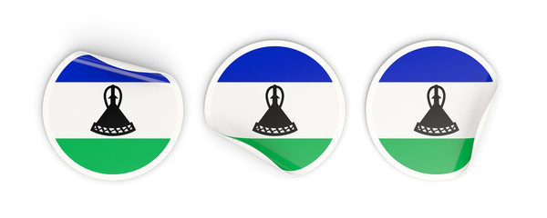Flag of lesotho, round labels