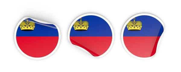 Naklejka premium Flag of liechtenstein, round labels