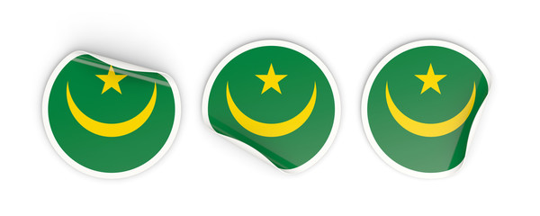 Flag of mauritania, round labels
