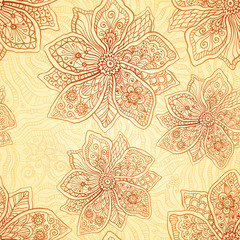 Fototapeta na wymiar Henna colors ethnic style vector seamless pattern