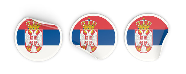 Flag of serbia, round labels