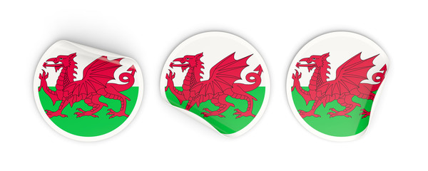Flag of wales, round labels