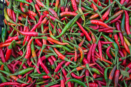 Red Chillies Background,Selective focus © tope007