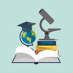 flat design  earth globe with education and academia related icons image vector illustration