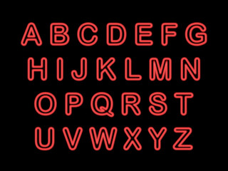 Neon alphabet isolated on black, 3d illustration
