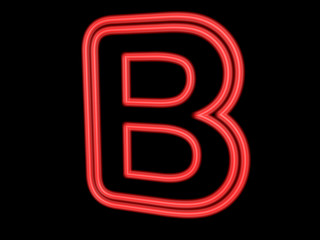 Neon letter B isolated on black, 3d illustration