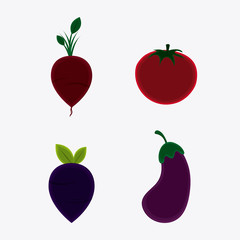 Onion eggplant and tomato icon. Vegetarian cuisine organic and healthy food theme. Colorful design. Vector illustration