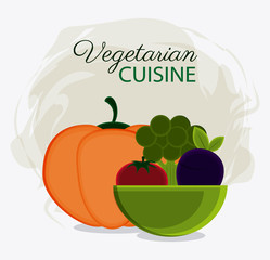 Bowl and vegetables icon. Vegetarian cuisine organic and healthy food theme. Colorful design. Vector illustration