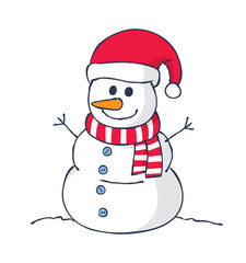 cartoon snowman isolated on white background