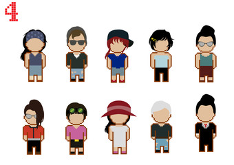Set of pixel art women people no.4 ; vector illustration
