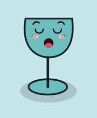 cartoon glass wine facial expression isolated icon design, vector illustration  graphic 