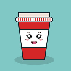 cartoon cup plastic facial expression isolated icon design, vector illustration  graphic 